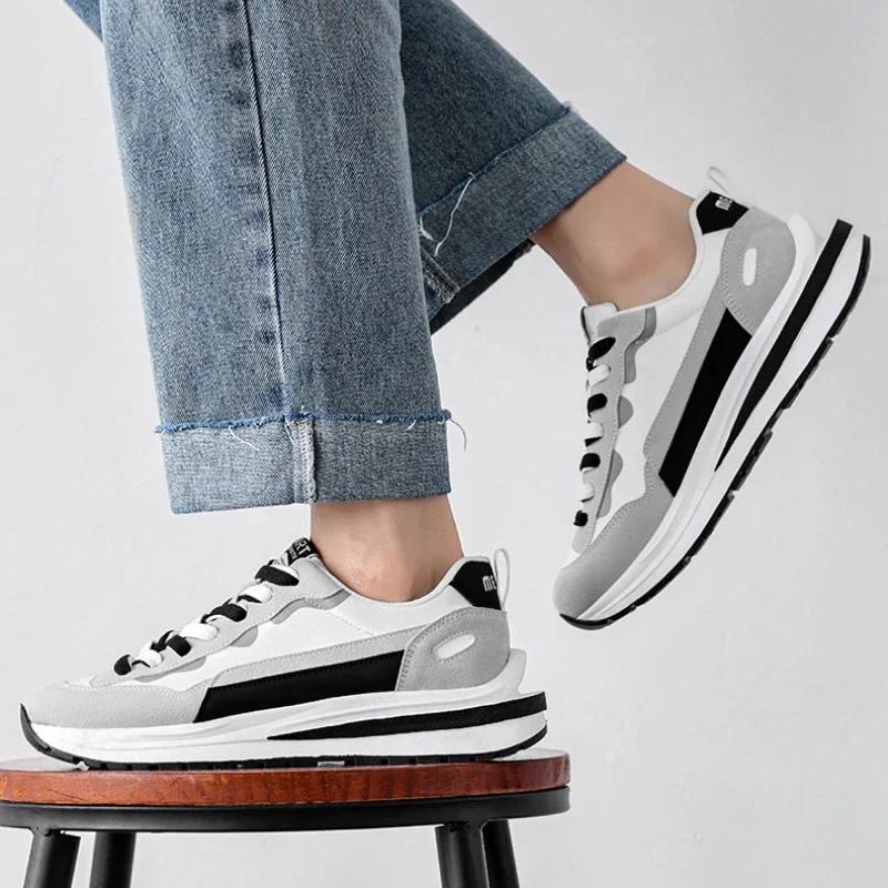 Fashion Platform Sneakers for Men Breathable Casual Shoes Sport  Wedge Men Shoes Walking Shoes Color Matching Shoes Men 2024 New