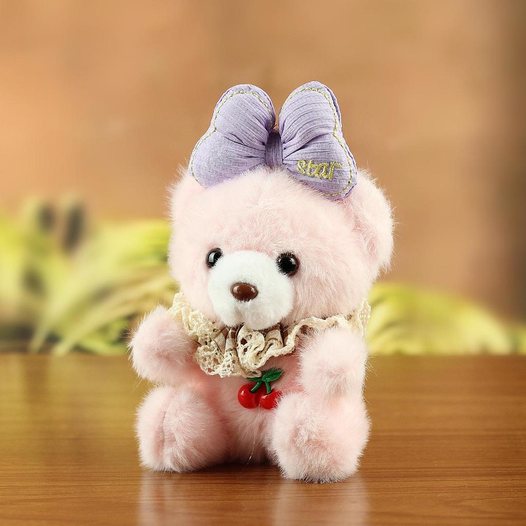 Kawaii Bow Tie Bear Plush Keychain Backpack Charm