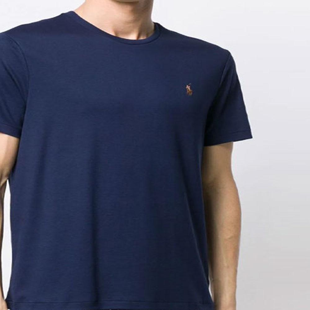 Polo Ralph Lauren Logo Embroidered Crew Neck Straight Hem Short Sleeve T-Shirt Men Tops Navy-Blue 710740727-003