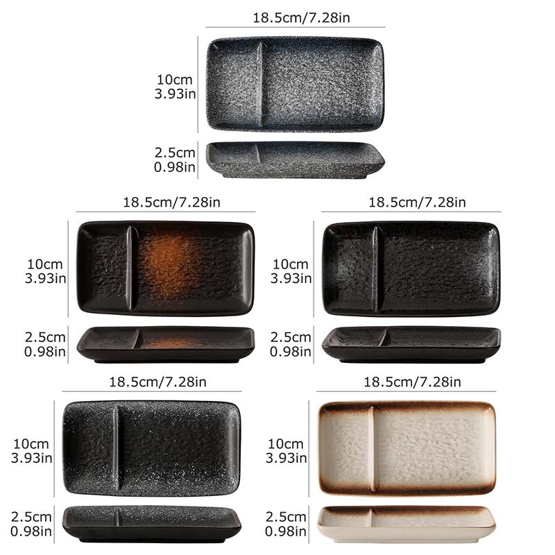 1PC Japanese Style Exquisite Plate Modern Sushi Tray Practical Ceramic Multi Compartment Plate