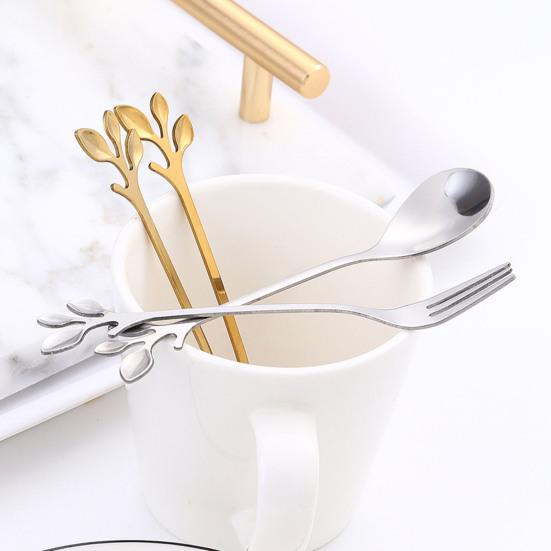 Fork/Spoon Stainless Steel Flatware with Long Handles Rust-Resistant Dessert Utensils for Home Kitchen Restaurant