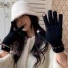 Knitted Texture Touch Screen Gloves Solid Color Full Finger Mittens  Outdoor Sports