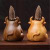 Handcraft Wood Backflow Incenses Burners Wood Carving Cow Hippo Ornament Censers Aromatherapy Diffuser for Home Decors