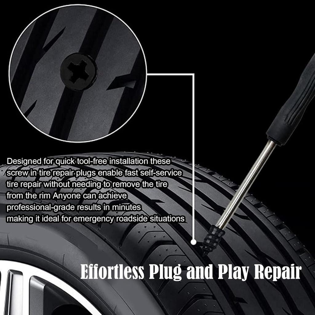 20/40/80 PCS Tire Repair Rubber Nails Kit with 2 Sizes, Tire Repair Screw in Rubber Plug, Fast Self-Service Tire Repair Tools, Screw in Tire Repair