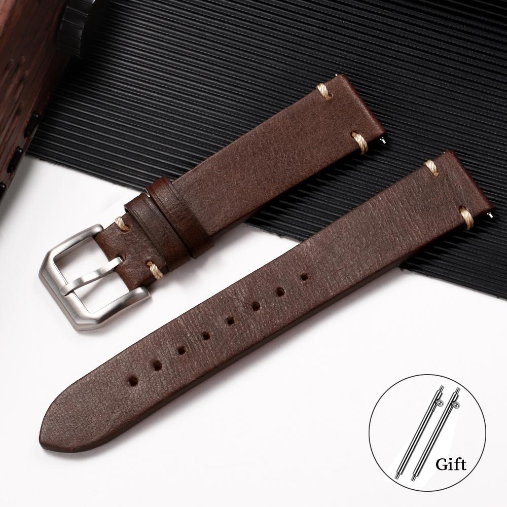 Handmade Genuine Leather Watch Strap 20mm 22mm for Omega for Seiko Watch Band Stitching Cowhide Bracelet Quick Release Wristband
