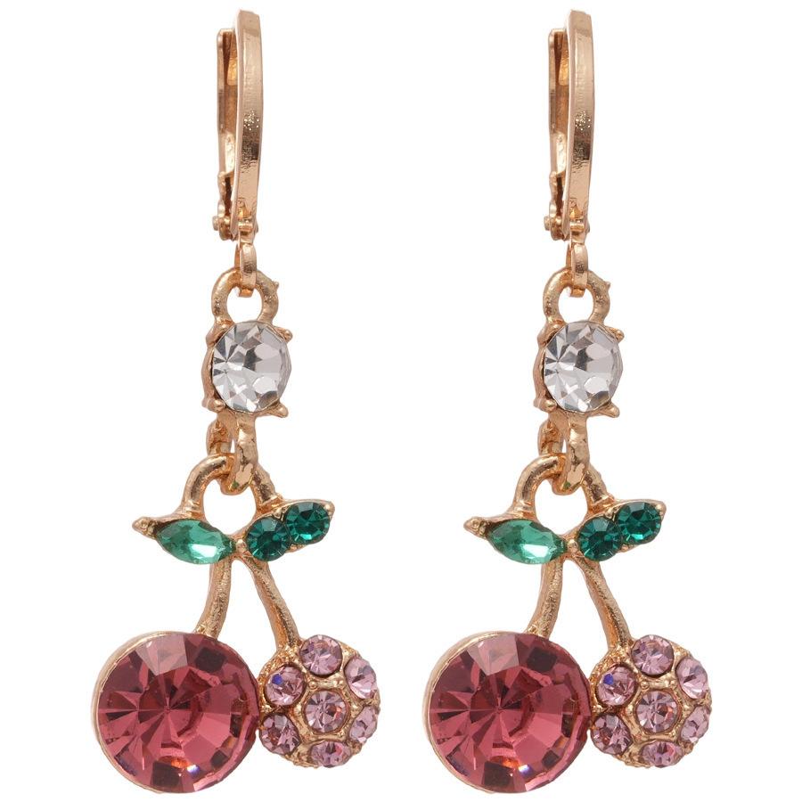 Pink Cherry Earrings, Round Cherry Pendant Earrings, Sweet and Versatile Design Earrings.