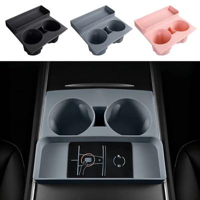 Auto Mittelkonsole Wasserbecherhalter Einsatz Wasserbecherhalter Begrenzer 2-Loch Anti-Rutsch-Matte Für Tesla Model 3/Y Zubehör