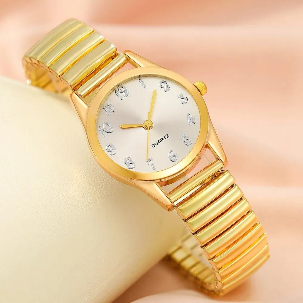 Fashion Faux Three-eye Watch with Inlaid Diamond Steel Strap for Women; Quartz Jewelry Watch Set Without Gift Box, Suitable for