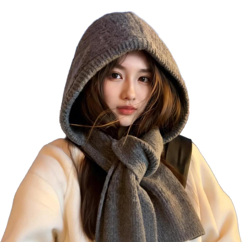 Winter Knit Balaclava Hat with Neck and Hooded Slimming and protection from the solid Perfect for or cycling Women's Hood, 2-in-1 Warmer, Scarf.