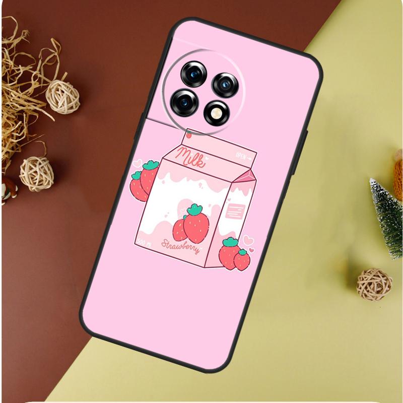 Kawaii Strawberry Milk For OnePlus 13 12 11 12R 13R 9 10 Pro 8T 9RT 10T 10R Nord 4 CE 2 3 Lite N20 N30 Phone Case