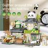 Cute Panda Street View Coffee Shop Mini Building Blocks Creative Building Toys Construction Set Educational Building Toys