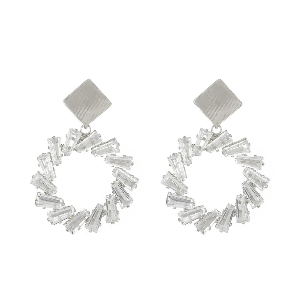 High Quality Light Luxury Full Diamond Exaggerated Chain Fringed Earrings Femininity Love Rhinestone Earrings Internet Celebrity Earrings Wholesale