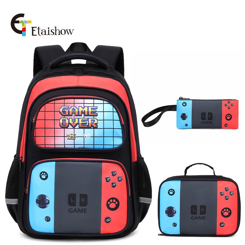 

GameOver Three-Piece Backpack Set: Fashionable, Lightweight, Large Capacity for Elementary Students 33*21*43 cm