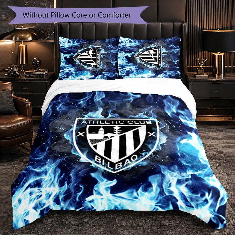 Set Biancheria da Letto 3 Pezzi Calcio Athletic Bilbao Morbido Copripiumino con Federe Set Decorazione Camera da Letto per la Casa