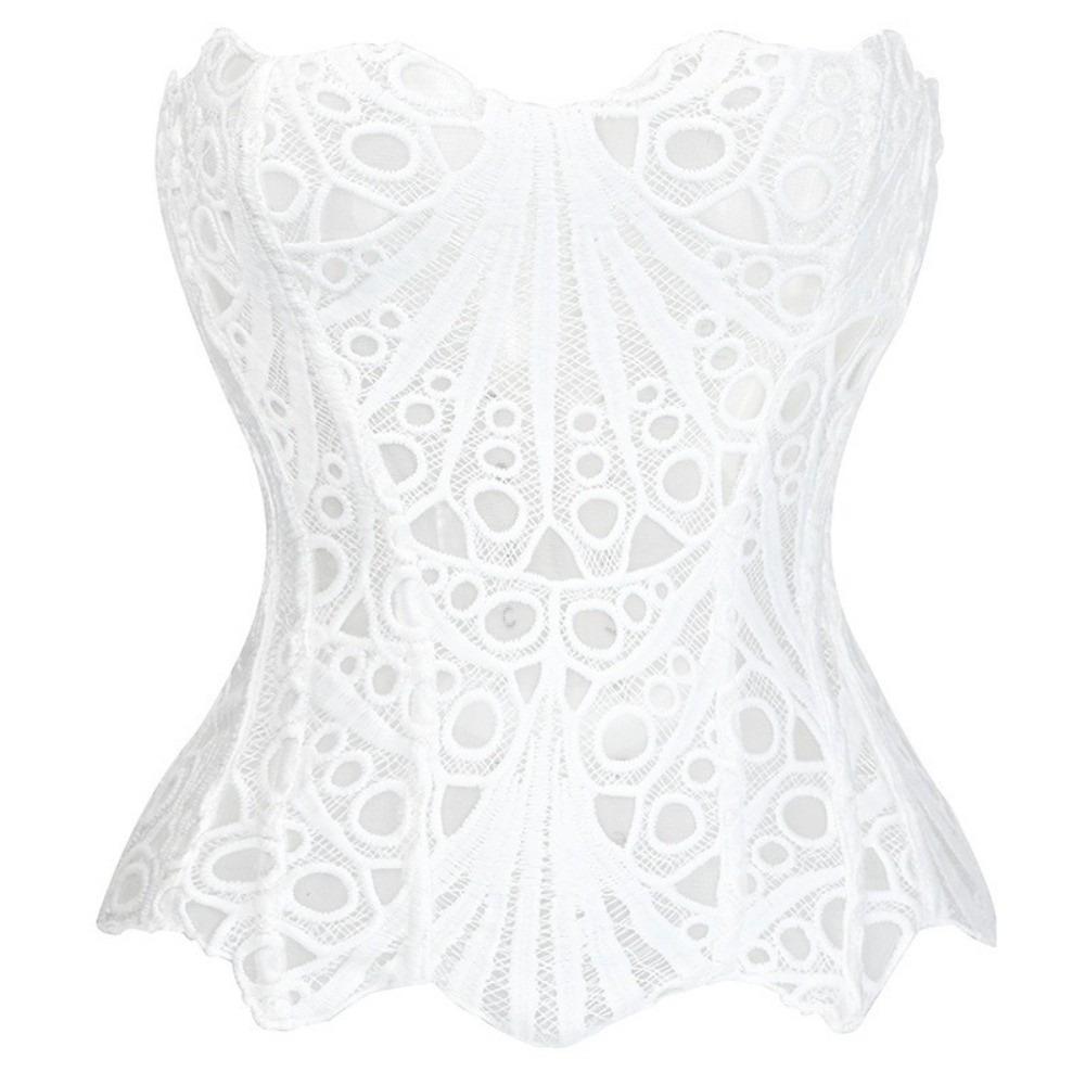 Fishbone Hollow Out Corset Top Back Tie Women Underwear Close Fit Lace Corset Court Style L