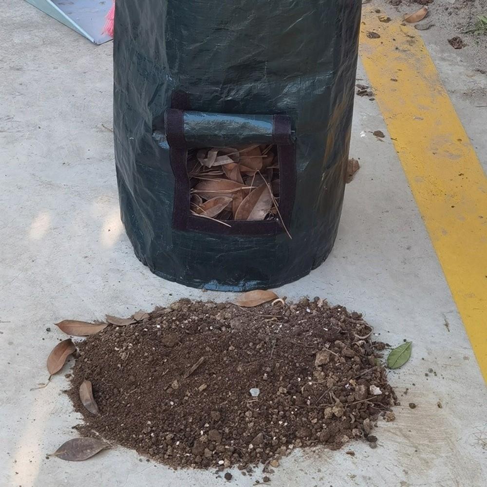 Zippered Lid Compost Bin Bag Sealed Leaf Lawn Bags Gardening Container Outdoor Compost