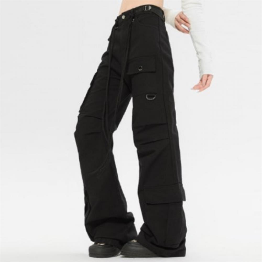 New Arrivals Open Run Women String Cargo Bootcut Pants Double Pocket Sporty