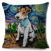 Both Sided Starry Sky Dog Cushion  Decor Oil Painting Cartoon Pet Animal Pillow Case for Sofa Home  Linen Pillowcase,(7)