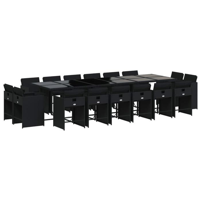 VidaXL Garden Dining Set 17 Pcs Cushions Black Braided Resin 3278010