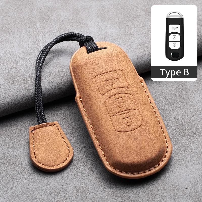 2/3 Buttons Leather Car Key Case Cover for Mazda 2 3 5 6 GH GJ Axela Atenza CX-5 CX5 CX-3 CX-7 CX8 CX-9 2016 2017 2018 CX 2020