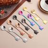 Cat Shaped Handle Spoon Coffee Spoon, Stainless Steel Paw Claw Teaspoon, Embossed Design Multi-Color Electroplated Stirring for Ice Cream Yogurt