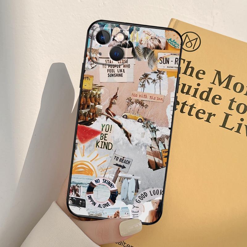 Surf Beachy Blue Summer Collage Phone Case For iPhone 17 16 15 14 13 11 12 Pro Max Mini XR 16e 15 16 Plus 17 Air Full Cover