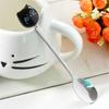 1PC Cat Ceramic Spoons Stainless Steel Cartoon Ice Cream Sugar Tea Dessert Spoon