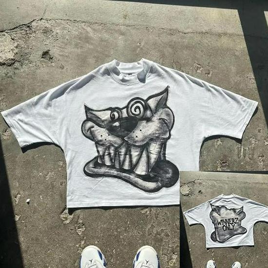 

2024 Trendy European & American Cross-Border Straight Shoulder Print T-Shirt, Short Sleeve Top 4XL