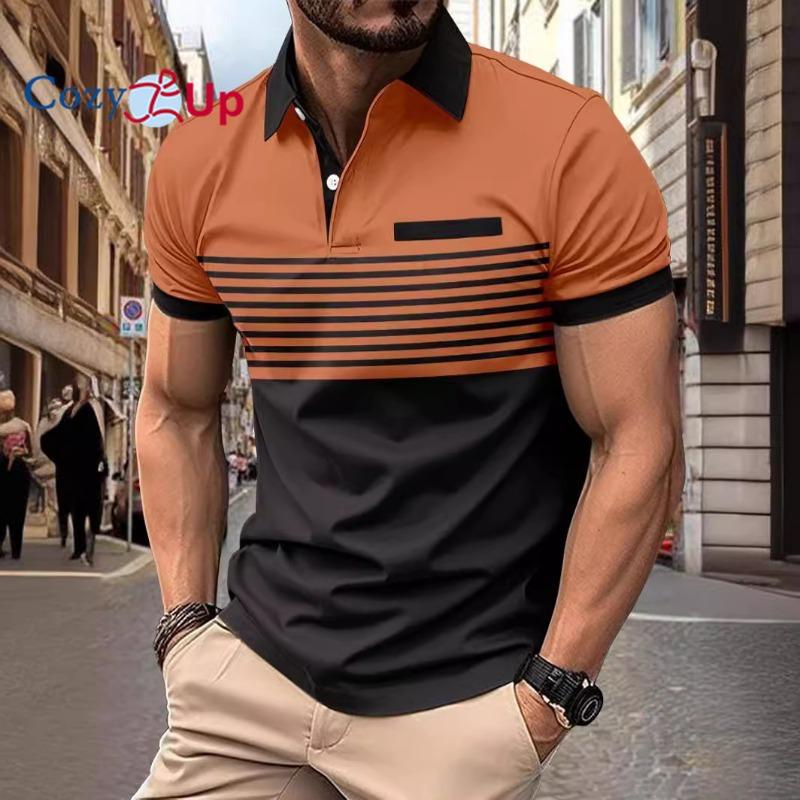Cozy Up Poloskjorter for menn Kortermede Uformelle Polo T-skjorte Color Block Slim Fit Golfskjorter med lomme