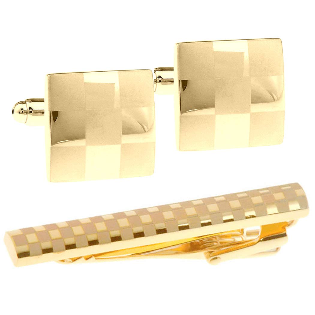 

Запонки в золотую клетку, набор из запонок, булавка для галстука n02546 и
