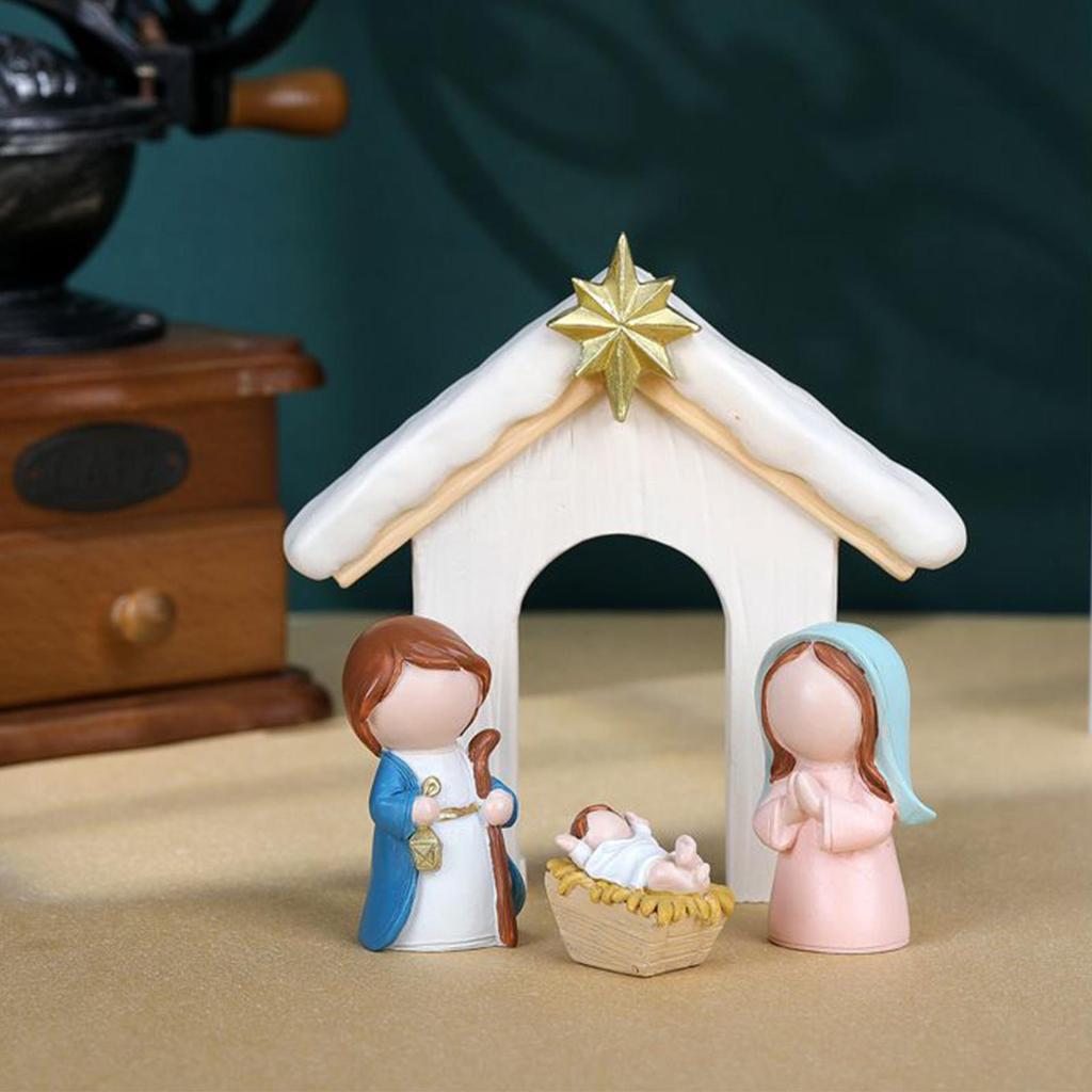Christmas Nativity 12 Pieces Holy Family Manger Small Nativity Set Christmas Decor for Kids Adults Christian Desk Table Shelf