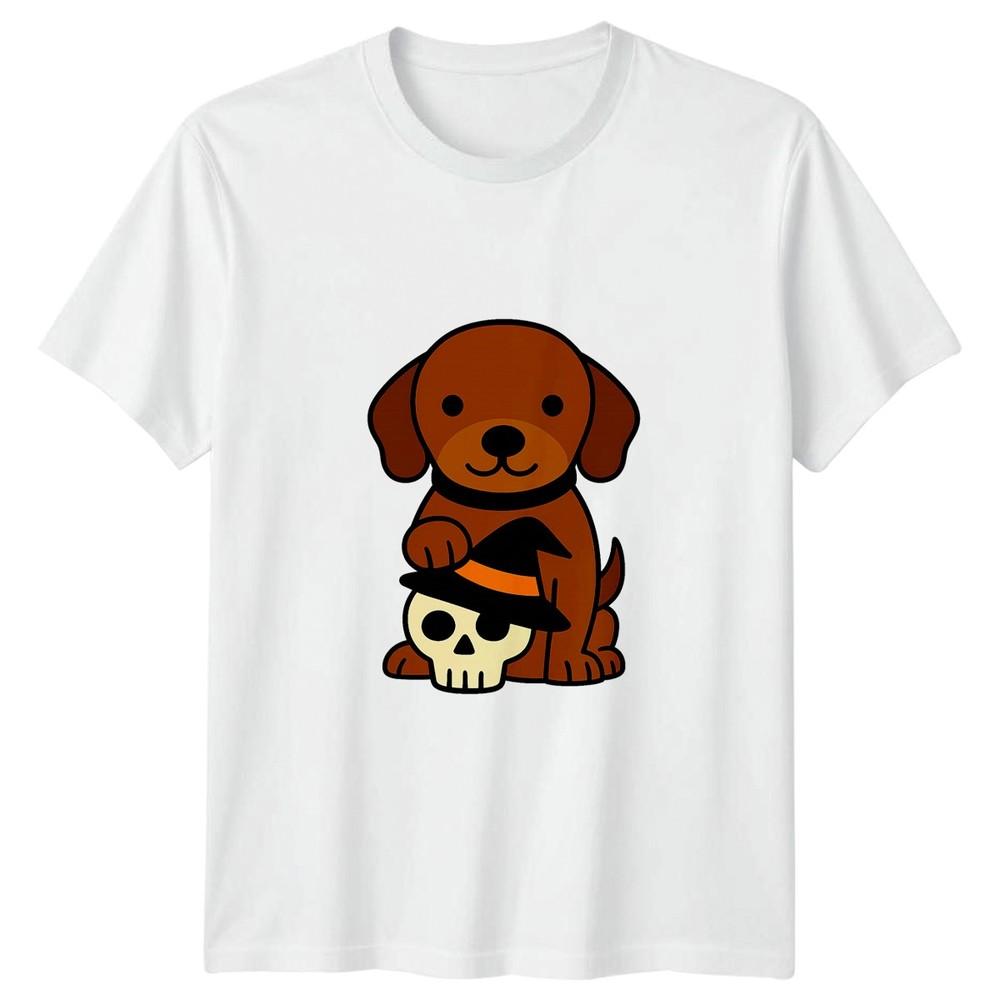 Puppy Dog Skull Witch Hat Halloween Holidays Unisexs Unisexs Graphic Tee S
