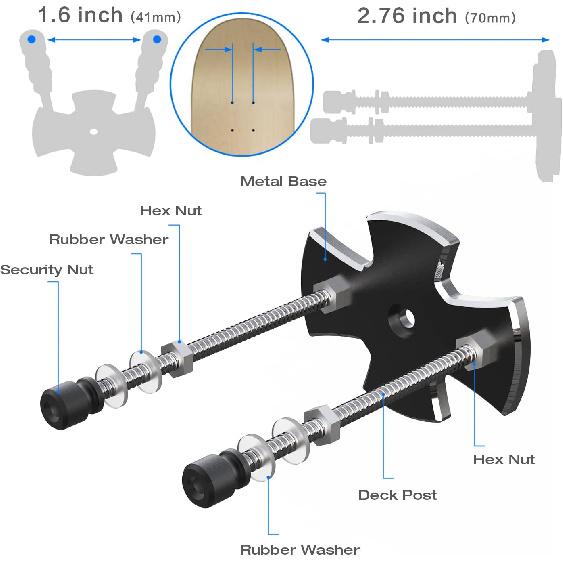 YEZRO Skateboard Hanger Wall Mount - 8 Packs Metal Skateboard Wall Mount for Skateboard Deck Display with Aluminum Screw Cap and Protecive Washers