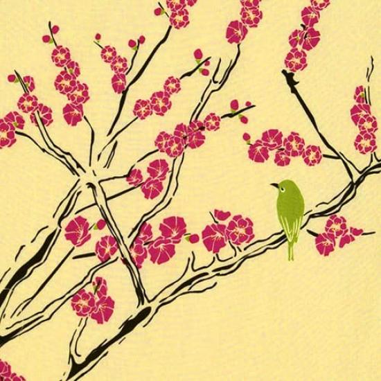 Dyeing Anbo Hand Towel Blossoms and Pale Authentic Dyed Cotton Made In 35cm X 100cm "Plum Nightingale, Yellow" 100% Tokuoka, Japan,