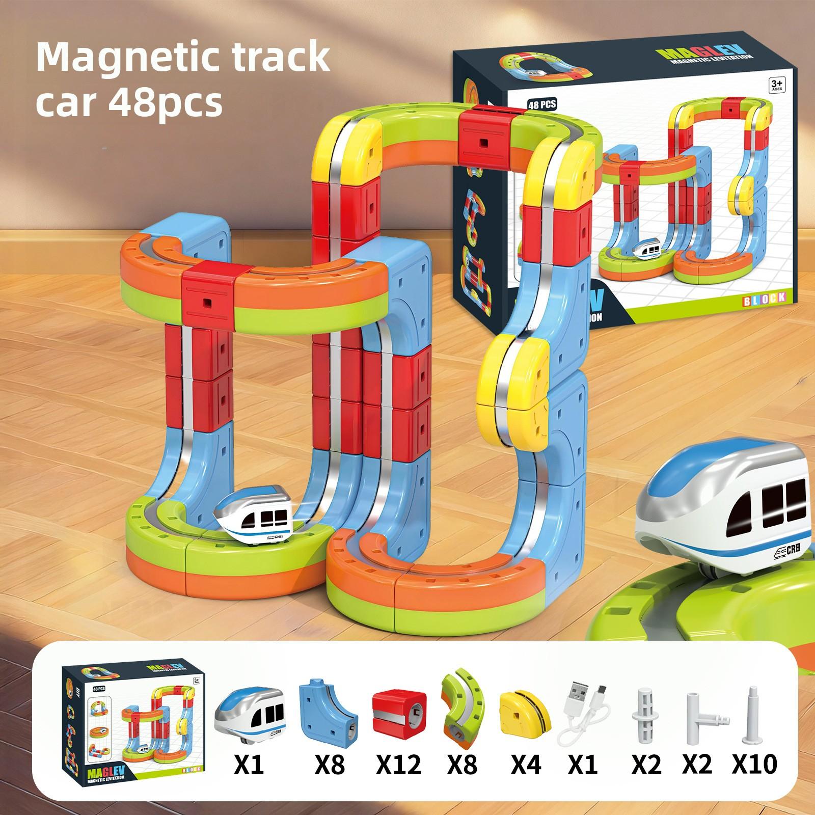 

Magnetic Electric Train Set with Track Fusion, STEM Montessori DIY Building Race Toy for Kids, Christmas & Birthday Gift for Boy