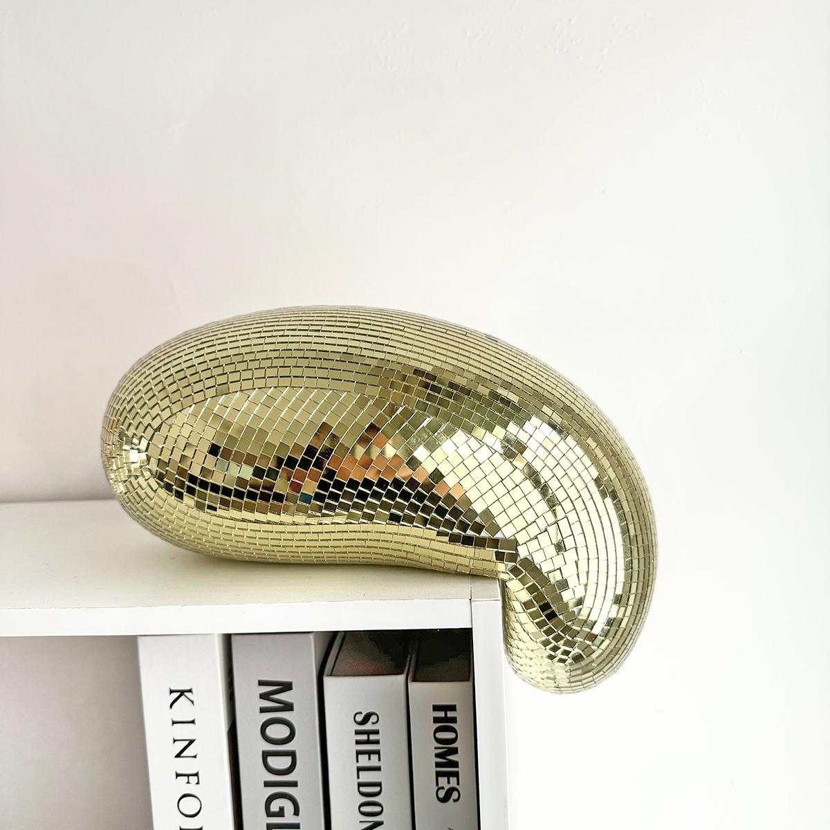 28см Расплавленный Диско-шар Зеркальный Светоотражающий Фанковый Домашний Декор Ручной работы Эстетический Декор для Комнаты Расплавленный Зеркальный Шар Для Стола Полки 28x17x19cm золотой