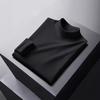 Men's Double-Sided Velvet Half-High Collar Long-Sleeve Black T-Shirt for Autumn and Winter