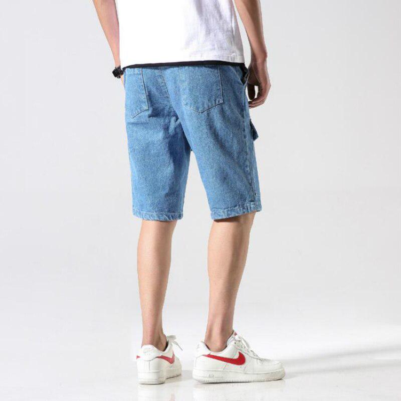 mens elastic waist denim shorts