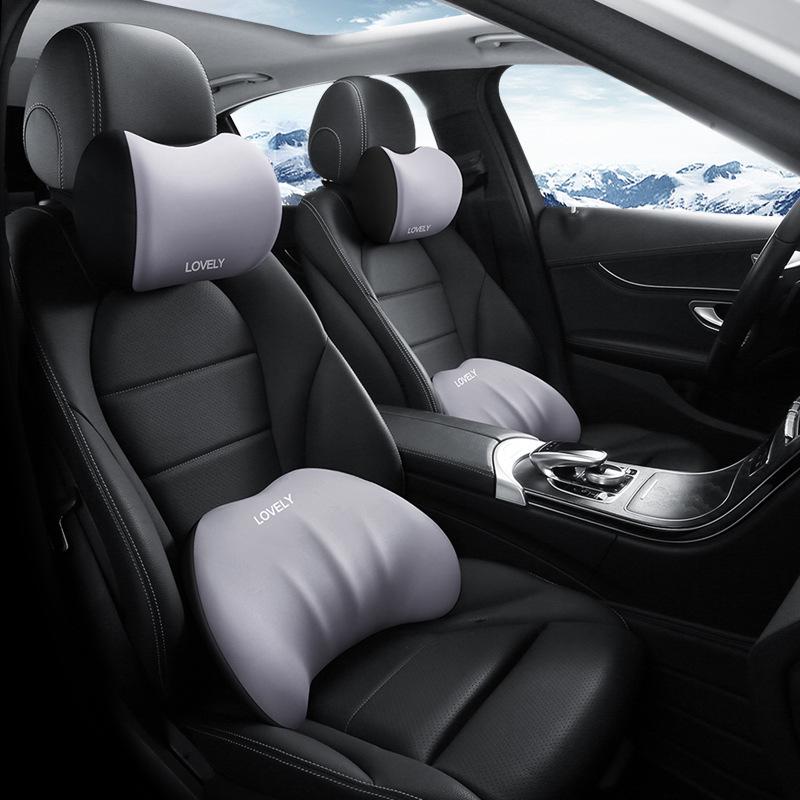Car Memory Foam Headrest and Lumbar Support Cushion Set