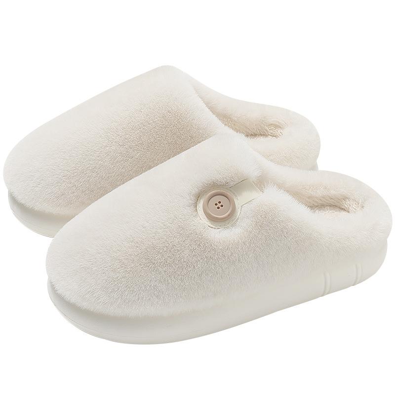 Home cotton slippers winter plush warm indoor household bedroom winter fluffy slippers winter