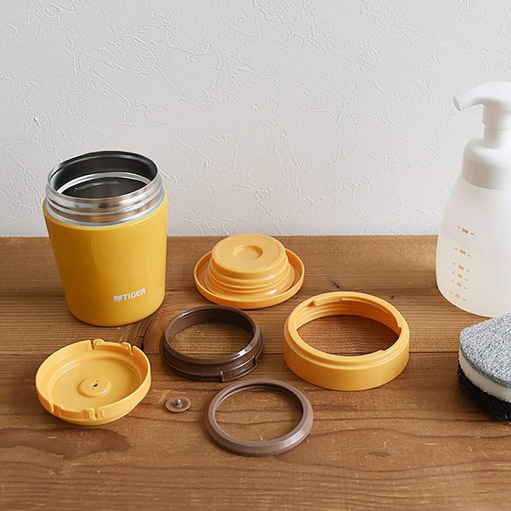 Tiger Vacuum Insulated Soup Jar, 300ml, for Lunch Boxes, Wide Mouth, Round Bottom, Saffron Yellow, MCL-B030-YS