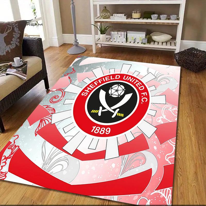 Sheffield United Football Club Flannel Pattern Square Carpet,Area Rug,Carpet Rug for Living Room Bedroom Sofa Playroom Decor,Non-slip Floor Mat