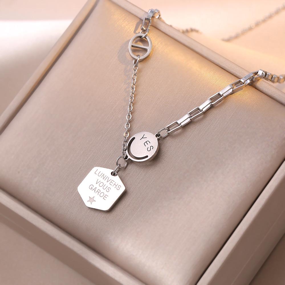 

Минималистичное геометрическое ожерелье из титановой стали для женщин - Модное колье-чокер в холодном стиле с несколькими элементами, хип-хоп, для яркой личности