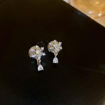 Luxury Zircon Snowflake Earrings for Women Full Rhinestone  Girls Party Jewelry Gift