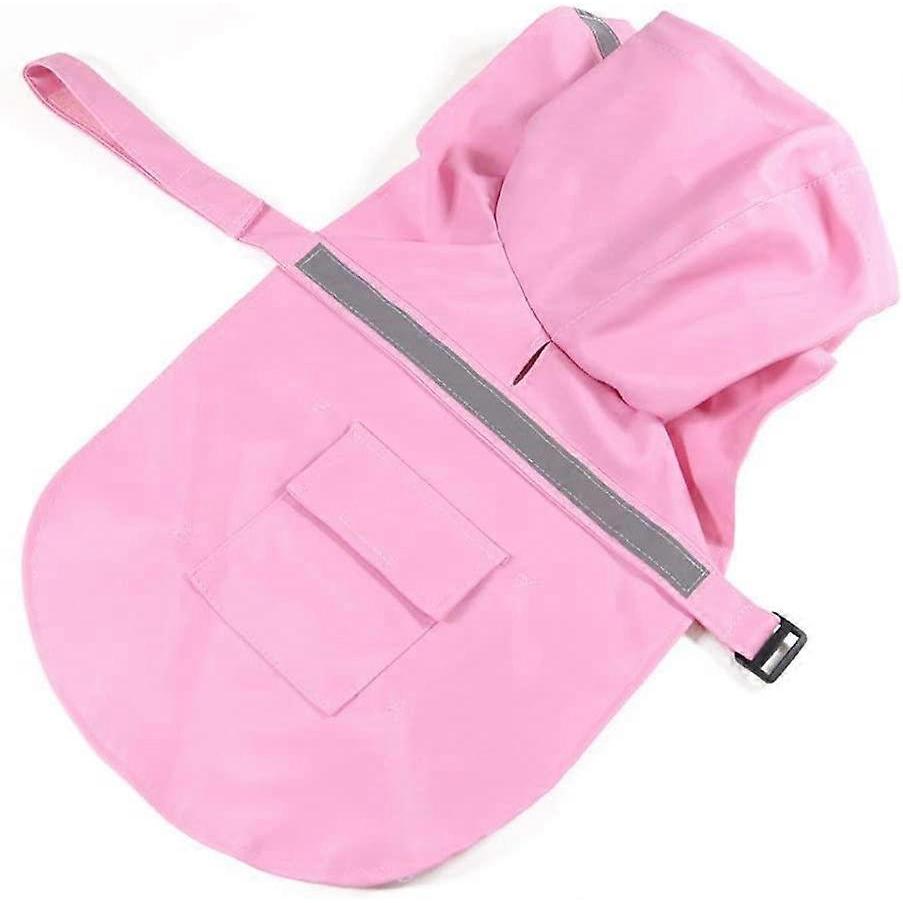 Dww-Adjustable Waterproof Pet Dog Hooded Raincoat Reflective Dog Rain Coat Jacket Dog Rainwear Apparel Clothes for Small Medium Large Dogs (M, Pink)
