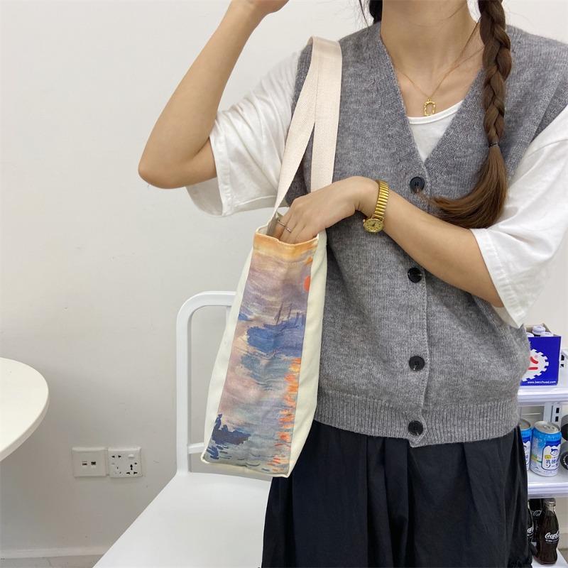 Simple Design Large Capacity Student Shoulder Bag Shopping Bag