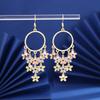 Stylish Elegant Small Flower Long Tassel Pendant Earrings for Women Vintage Temperament Exquisite Wedding Party Zircon Gift