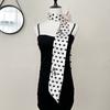 Polka dot silk scarf new versatile rose scarf plaid headband hair tie multi-functional belt waist silk scarf