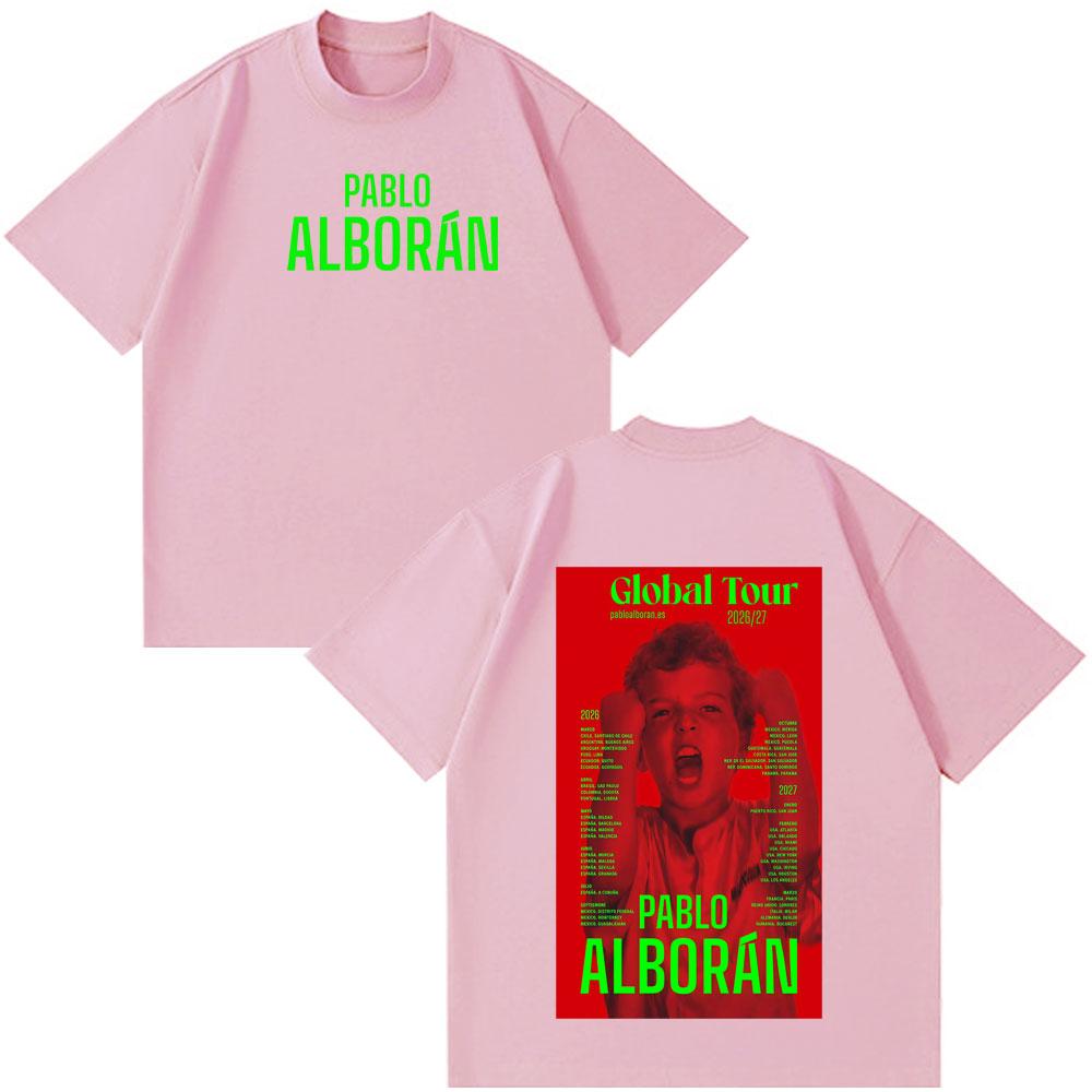 Singer Pablo Alborán Kmo Global Tour 2026 Print TShirt Men Women Hiphop Vintage Tshirts Shortsleeved Loose Aesthetic T Shirts