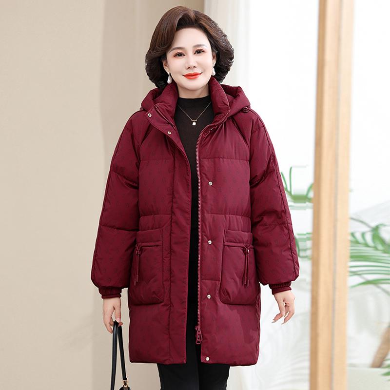 

Женский пуховик из натурального пуха: Национальный стандарт 90% пух белой утки, новый стиль, утолщенный для тепла, идеально подходит для женщин среднего и пожилого возраста. XL (95-115 lbs)